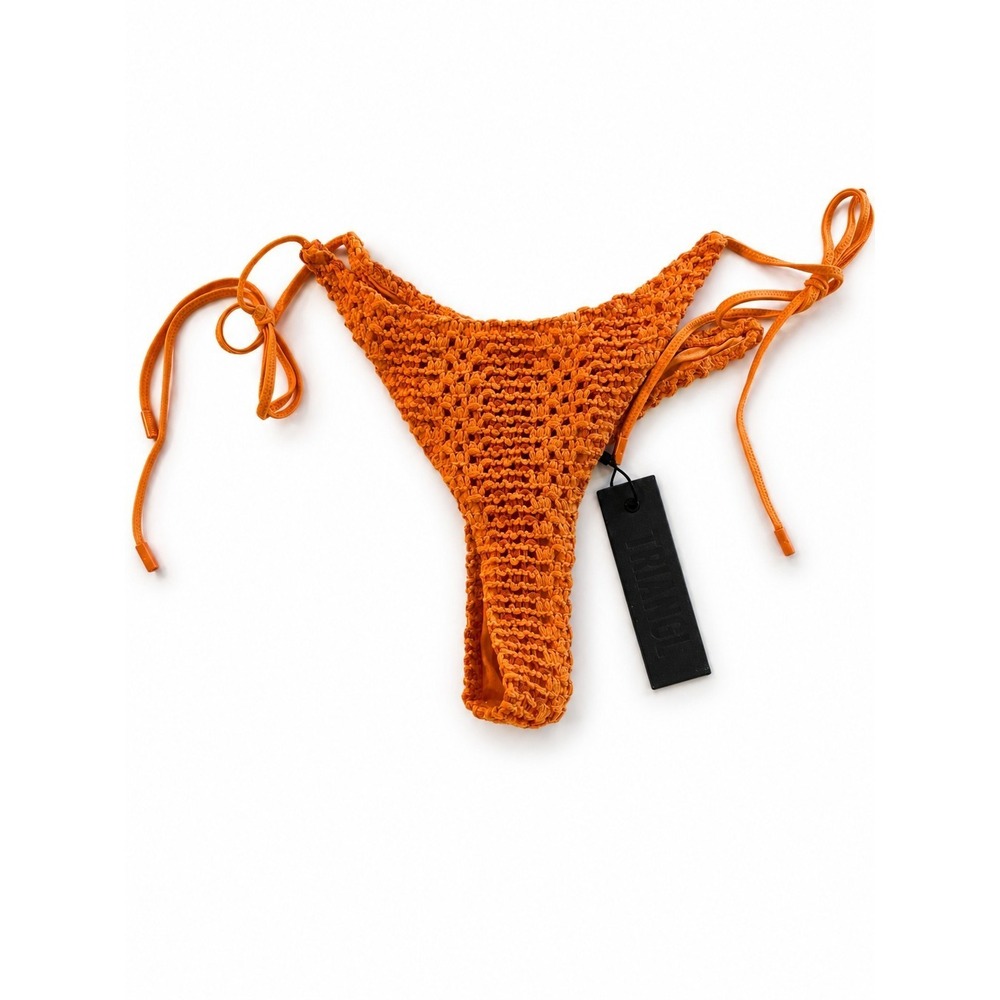 NWT TRIANGL Orange Crochet Tie-Side Thong Bikini Bottom Women's Medium